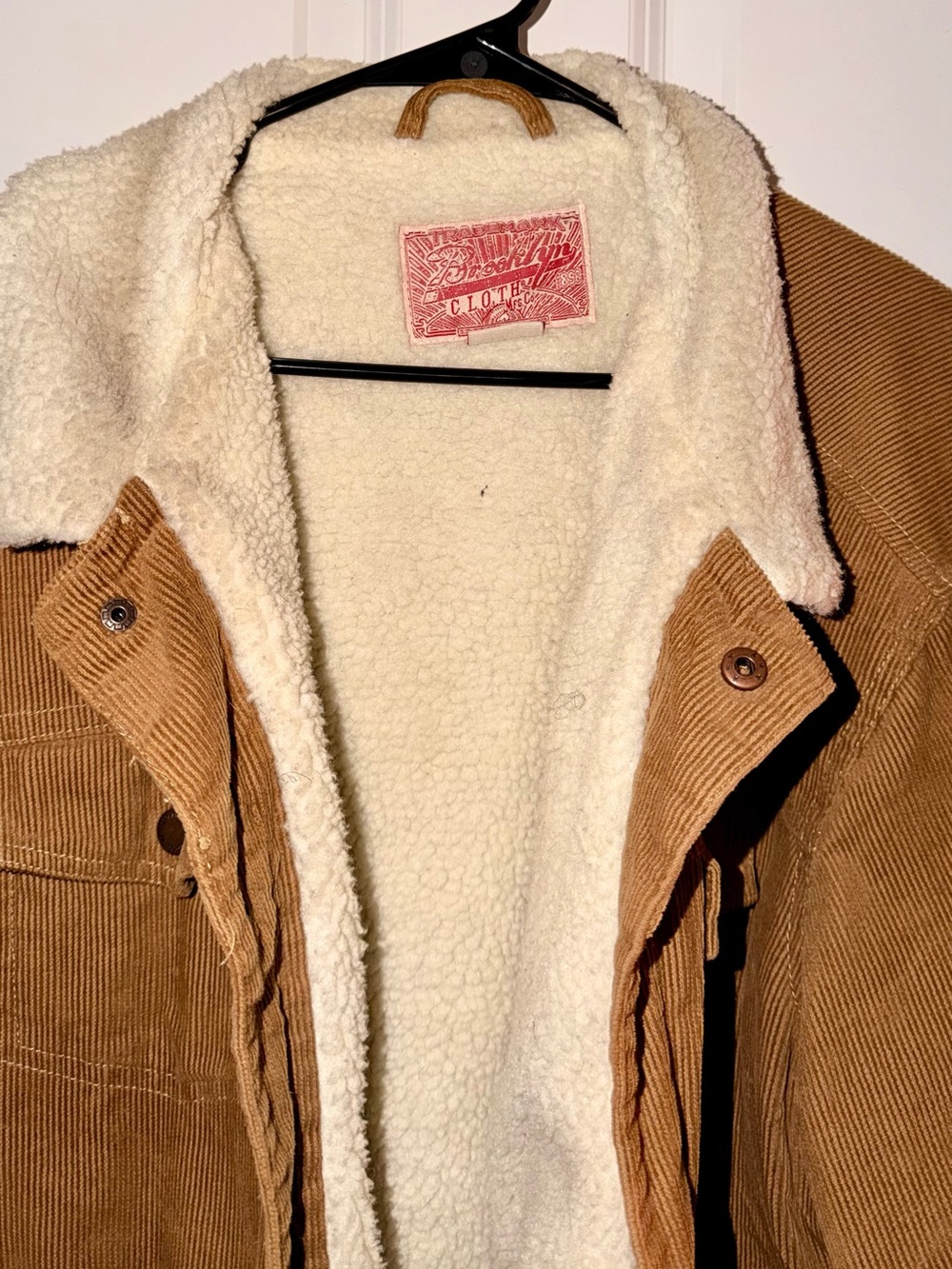 Brooklyn Cloth Camel Corduroy Teddy Jacket with Cream Sherpa